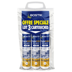 Lot de 3 colle de fixation polyuréthane Flexpro pu 811 BOSTIK, 900ml blanc de marque Bostik, référence: B10003800
