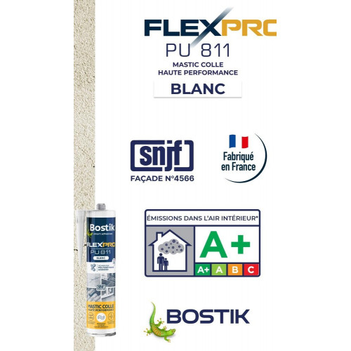 Lot de 3 colle de fixation polyuréthane Flexpro pu 811 BOSTIK, 900ml blanc - Bostik