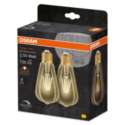 Lot de 2 ampoules led, filament decoratif, Edison E27, 55W, blanc chaud, OSRAM - OSRAM