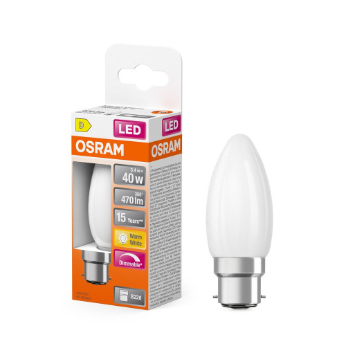 Ampoule led classique, flamme B22, 470lm , blanc chaud, dimmable, OSRAM - OSRAM