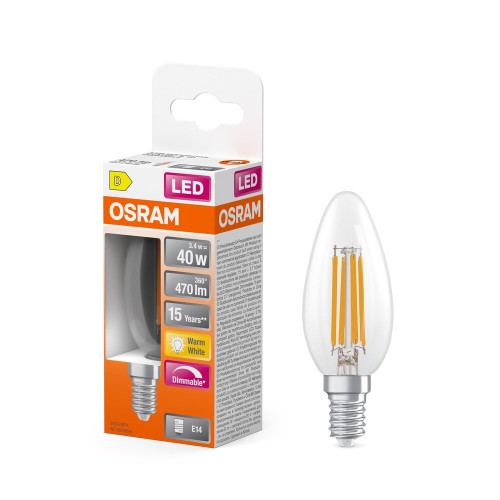 Ampoule led classique, flamme E14, 470lm , blanc chaud, dimmable, OSRAM - OSRAM