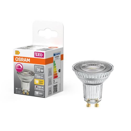 Ampoule led classique, réflecteur GU10, 230lm , blanc chaud, dimmable, OSRA - OSRAM