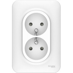 Double prise avec terre verticale Ovalis, SCHNEIDER ELECTRIC, blanc de marque SCHNEIDER ELECTRIC, référence: B9952400