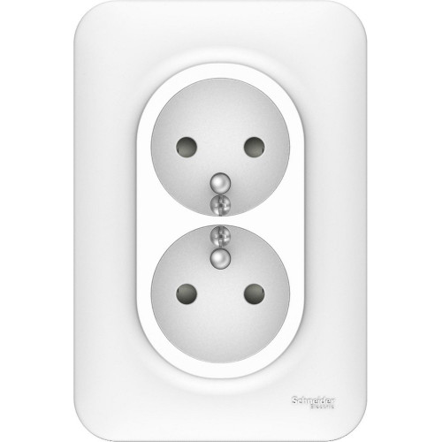 Double prise avec terre verticale Ovalis, SCHNEIDER ELECTRIC, blanc - SCHNEIDER ELECTRIC
