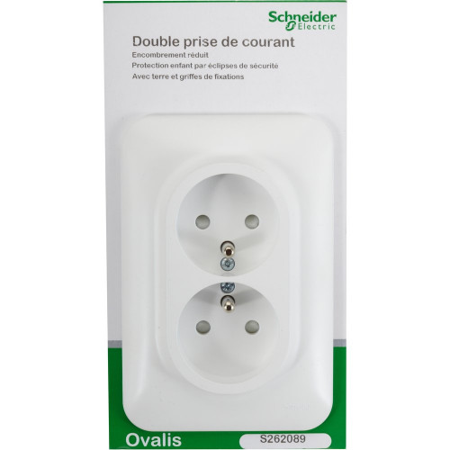 Double prise avec terre verticale Ovalis, SCHNEIDER ELECTRIC, blanc - SCHNEIDER ELECTRIC