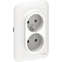 Double prise avec terre verticale Ovalis, SCHNEIDER ELECTRIC, blanc - SCHNEIDER ELECTRIC