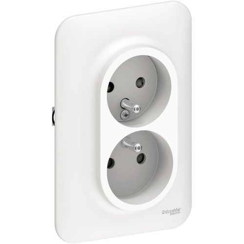 Double prise avec terre verticale Ovalis, SCHNEIDER ELECTRIC, blanc - SCHNEIDER ELECTRIC