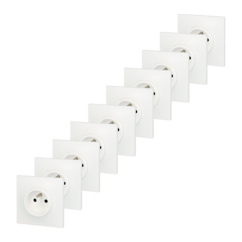 Lot de 10 prises avec terre Neptune, blanc, LEGRAND - LEGRAND