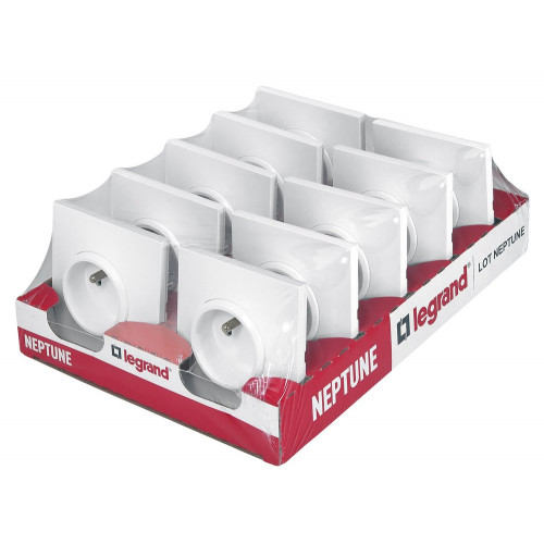 Lot de 10 prises avec terre Neptune, blanc, LEGRAND - LEGRAND