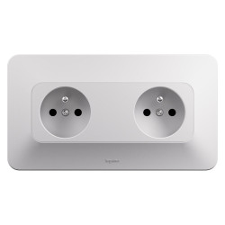 Bloc 2 prises horizontal precable complet neptune blanc legrand de marque LEGRAND, référence: B9952900