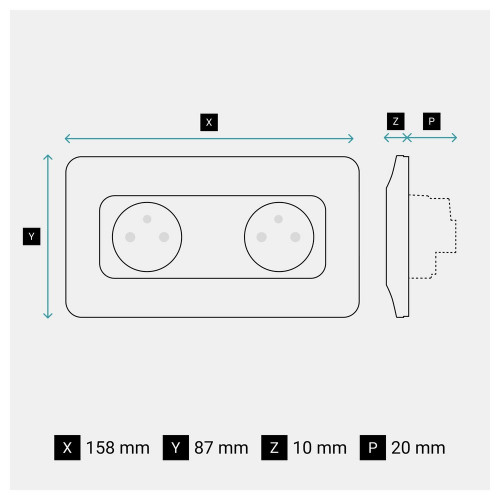 Bloc 2 prises horizontal precable complet neptune blanc legrand - LEGRAND