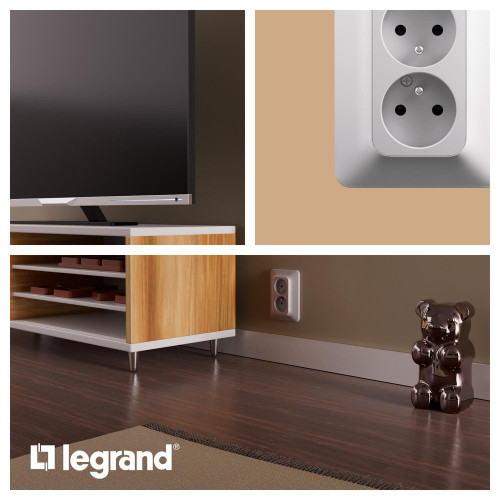 Bloc 2 prises vertical precable complet neptune blanc legrand - LEGRAND