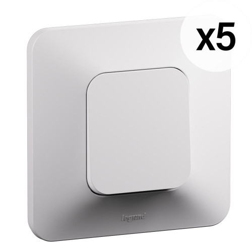 Interrupteur va et vient complet neptune blanc legrand lot de 5 - LEGRAND