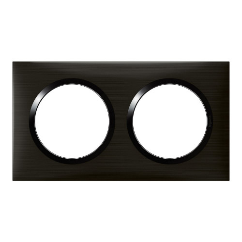 Plaque double Dooxie, LEGRAND, inox sombre brossé - LEGRAND