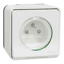 Prise étanche saillie complet Mureva Styl, SCHNEIDER ELECTRIC, blanc - SCHNEIDER ELECTRIC