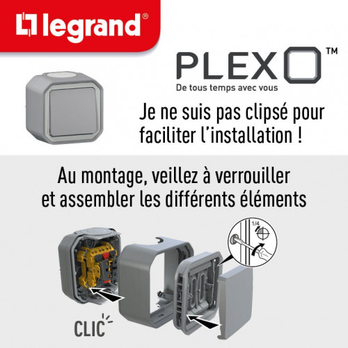 Interrupteur va et vient étanche à voyant lumineux prêt à poser LEGRAND Plexo gr - LEGRAND