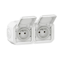 Double prise avec terre étanche saillie Plexo, LEGRAND, blanc de marque LEGRAND, référence: B9957200
