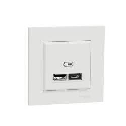 Prise chargeur double usb A+C complet Miluz, SCHNEIDER ELECTRIC, blanc de marque SCHNEIDER ELECTRIC, référence: B9957800