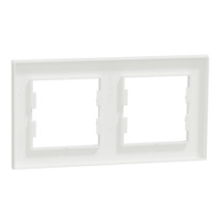 Plaque double horizontale Miluz, SCHNEIDER ELECTRIC, blanc - SCHNEIDER ELECTRIC