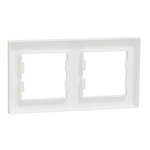 Plaque double horizontale Miluz, SCHNEIDER ELECTRIC, blanc - SCHNEIDER ELECTRIC