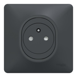 Prise avec terre affleurante complet Ovalis, SCHNEIDER ELECTRIC, gris anthracite de marque SCHNEIDER ELECTRIC, référence: B9958600