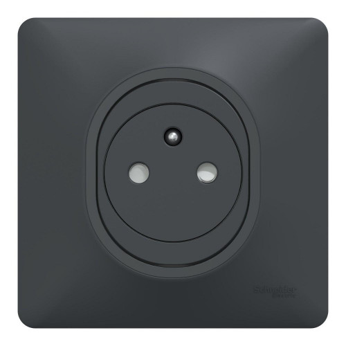 Prise avec terre affleurante complet Ovalis, SCHNEIDER ELECTRIC, gris anthracite - SCHNEIDER ELECTRIC