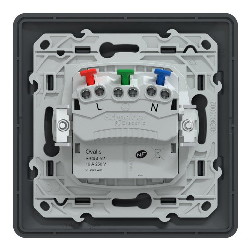 Prise avec terre affleurante complet Ovalis, SCHNEIDER ELECTRIC, gris anthracite - SCHNEIDER ELECTRIC