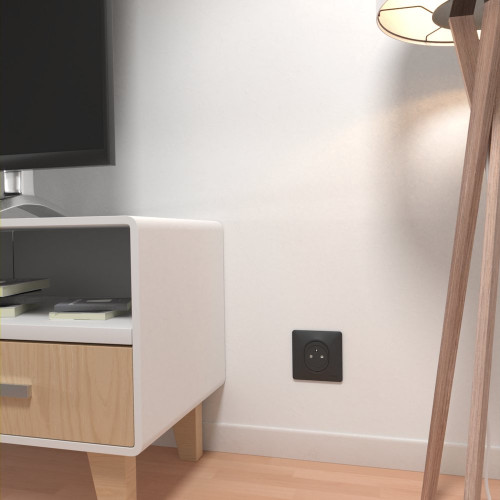 Prise avec terre affleurante complet Ovalis, SCHNEIDER ELECTRIC, gris anthracite - SCHNEIDER ELECTRIC