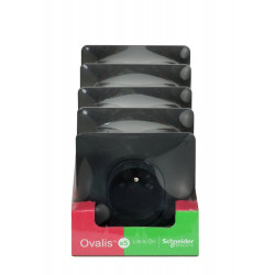 Lot de 5 prises avec terre complet Ovalis, SCHNEIDER ELECTRIC, gris anthracite de marque SCHNEIDER ELECTRIC, référence: B9959100