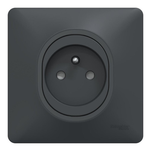 Lot de 5 prises avec terre complet Ovalis, SCHNEIDER ELECTRIC, gris anthracite - SCHNEIDER ELECTRIC