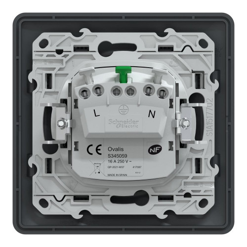 Lot de 5 prises avec terre complet Ovalis, SCHNEIDER ELECTRIC, gris anthracite - SCHNEIDER ELECTRIC