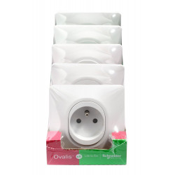 Lot de 5 prises avec terre complet Ovalis, SCHNEIDER ELECTRIC, blanc de marque SCHNEIDER ELECTRIC, référence: B9959300