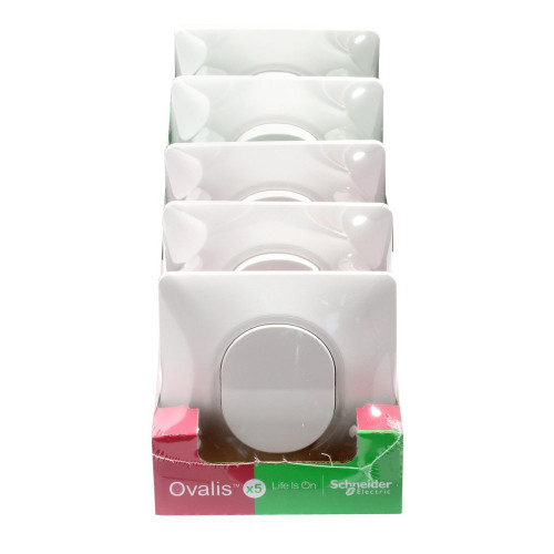 Lot de 5 interrupteurs va-et-vient complet Ovalis, SCHNEIDER ELECTRIC, blanc - SCHNEIDER ELECTRIC