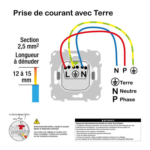 Prise avec terre affleurante à assembler Ovalis, SCHNEIDER ELECTRIC, blanc - SCHNEIDER ELECTRIC