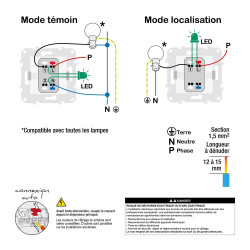 Interrupteur va-et-vient lumineux à assembler Ovalis, SCHNEIDER ELECTRIC, blanc - SCHNEIDER ELECTRIC