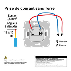 Prise sans terre à assembler Ovalis, SCHNEIDER ELECTRIC, blanc - SCHNEIDER ELECTRIC