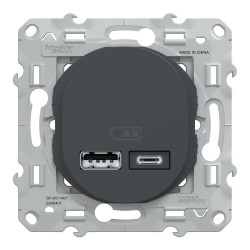 Prise chargeur usb A+C 12W à assembler Ovalis, SCHNEIDER ELECTRIC, anthracite de marque SCHNEIDER ELECTRIC, référence: B9962900