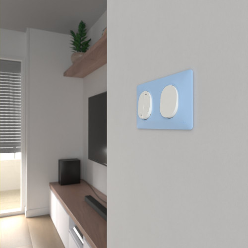 Plaque double Ovalis, SCHNEIDER ELECTRIC, bleu azurin - SCHNEIDER ELECTRIC