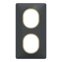 Plaque double verticale Ovalis SCHNEIDER ELECTRIC, anthracite bague effet laiton de marque SCHNEIDER ELECTRIC, référence: B9964200