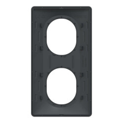 Plaque double verticale Ovalis SCHNEIDER ELECTRIC, anthracite bague effet laiton - SCHNEIDER ELECTRIC