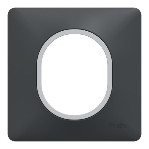 Plaque simple Ovalis, SCHNEIDER ELECTRIC, anthracite bague effet argent chromé - SCHNEIDER ELECTRIC