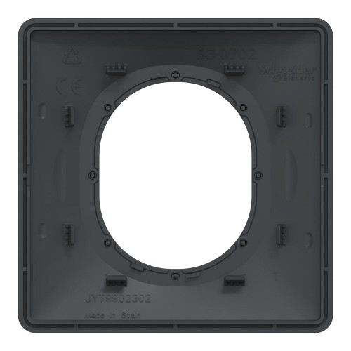 Plaque simple Ovalis, SCHNEIDER ELECTRIC, anthracite bague effet argent chromé - SCHNEIDER ELECTRIC