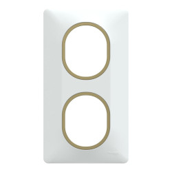 Plaque double verticale Ovalis, SCHNEIDER ELECTRIC, blanc bague effet laiton de marque SCHNEIDER ELECTRIC, référence: B9964500