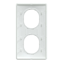Plaque double verticale Ovalis, SCHNEIDER ELECTRIC, blanc bague effet laiton - SCHNEIDER ELECTRIC