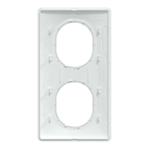 Plaque double verticale Ovalis, SCHNEIDER ELECTRIC, blanc bague effet laiton - SCHNEIDER ELECTRIC