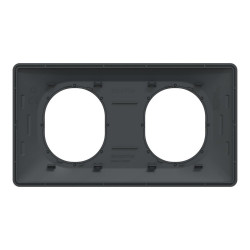 Plaque double Ovalis, SCHNEIDER ELECTRIC, anthracite bague effet laiton - SCHNEIDER ELECTRIC