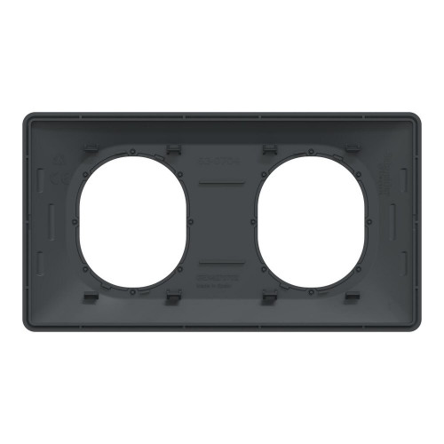 Plaque double Ovalis, SCHNEIDER ELECTRIC, anthracite bague effet laiton - SCHNEIDER ELECTRIC