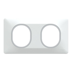 Plaque double Ovalis, SCHNEIDER ELECTRIC, blanc bague effet argent chromé de marque SCHNEIDER ELECTRIC, référence: B9965100