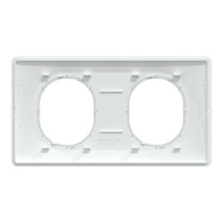 Plaque double Ovalis, SCHNEIDER ELECTRIC, blanc bague effet argent chromé - SCHNEIDER ELECTRIC