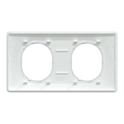 Plaque double Ovalis, SCHNEIDER ELECTRIC, blanc bague effet argent chromé - SCHNEIDER ELECTRIC